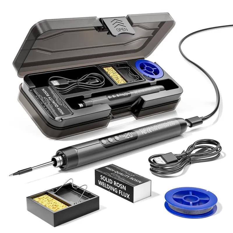 Product Introduction of Portable USB Adjustable Temperature Soldering Iron Kit, 1 Set Soldering Kit with Storage Box, Electronic Soldering Tool for Home DIY, Electric, Heavy Duty, Parts, Power, Cordless, Hot, Tool Kit Set 2