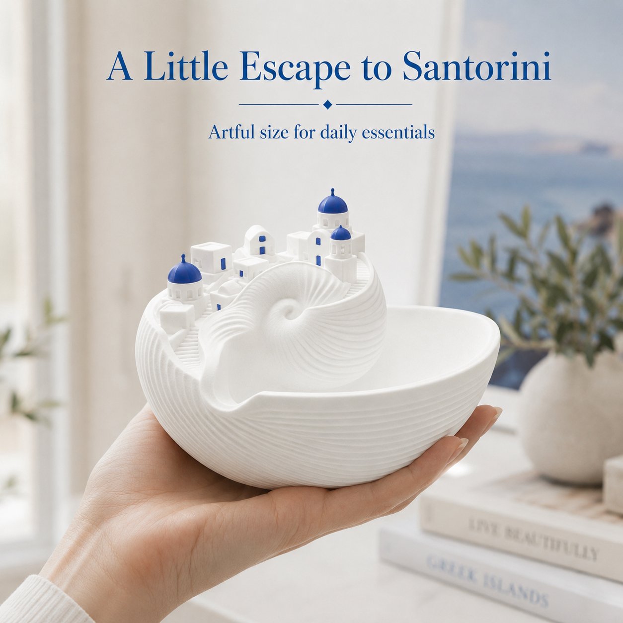 Santorini-inspired decorative bowl