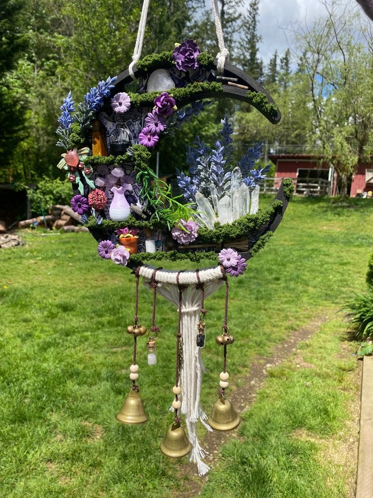 🔥Last Day 50% OFF -❤️‍🔥🧙‍♀️Handmade Practical Magic Inspired Hanging Moon w/witch bells🎁Buy 2 Free Shipping