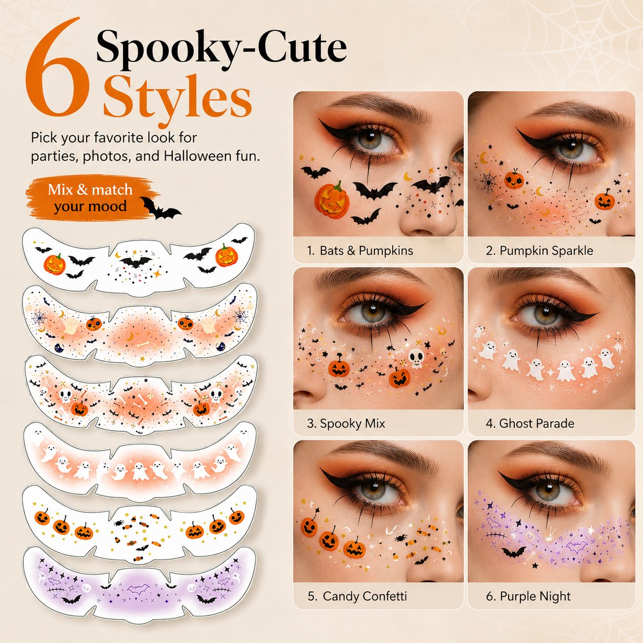 Temporary Freckle Face Tattoos – 6 Themed Styles – detail 7