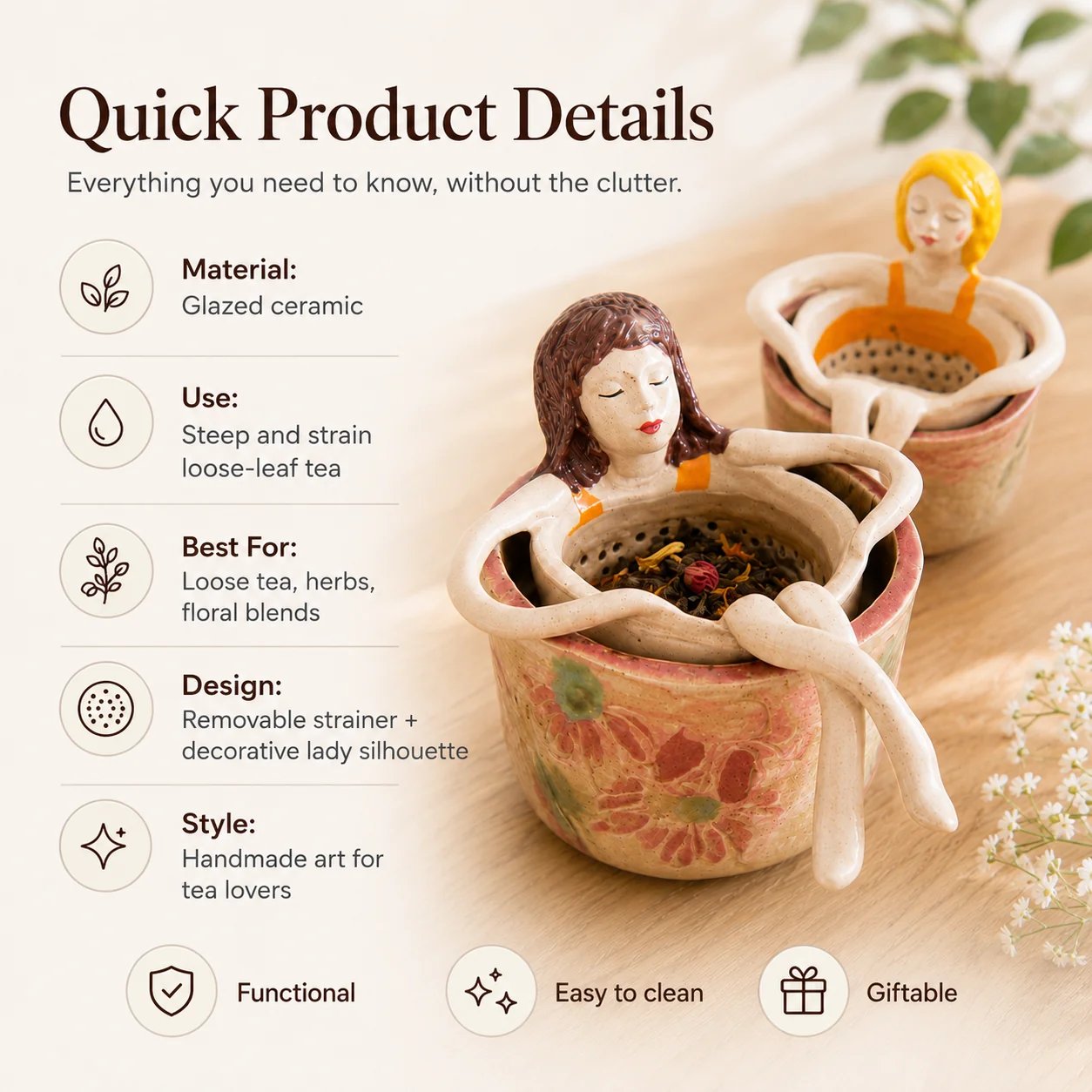 Ceramic Tea Strainer Display