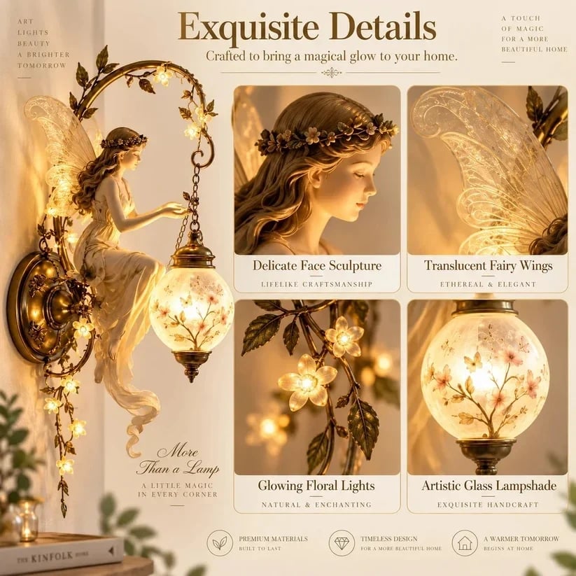 Close-up details of the fairy blossom wall light