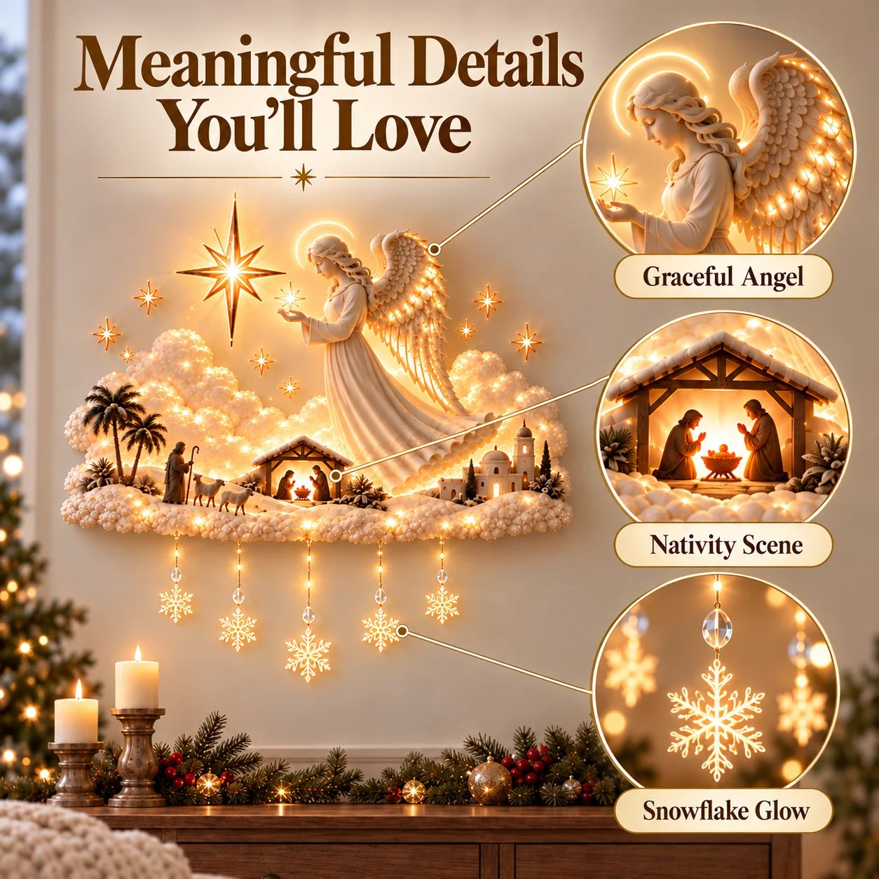 Nativity Starfall Wall Light glowing Christmas wall decoration