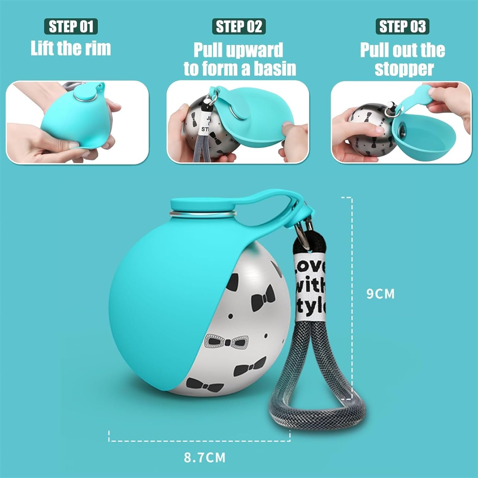 Compact 10 oz travel water bottle for small dogs