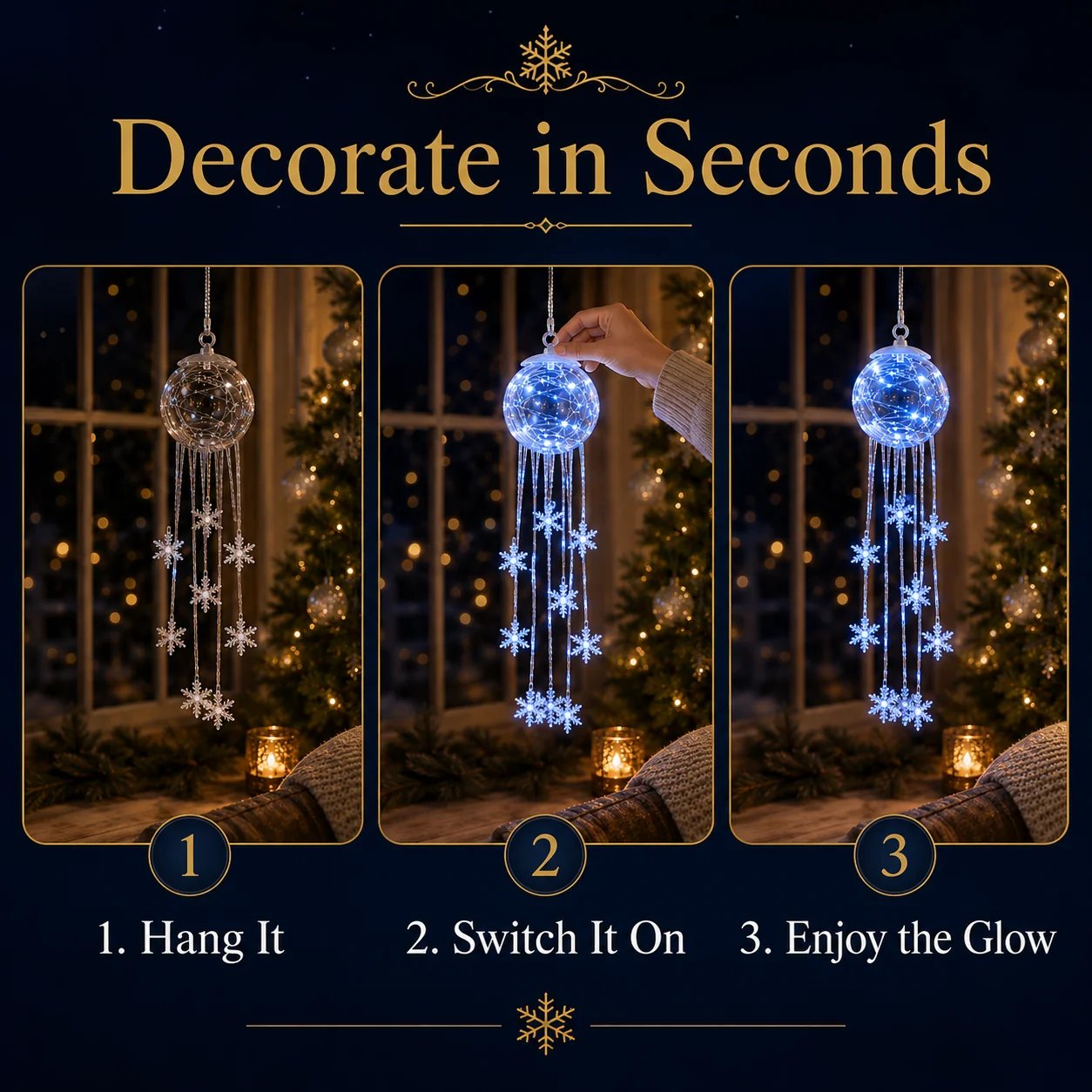 Icy Glow Hanging Ornament Christmas atmosphere