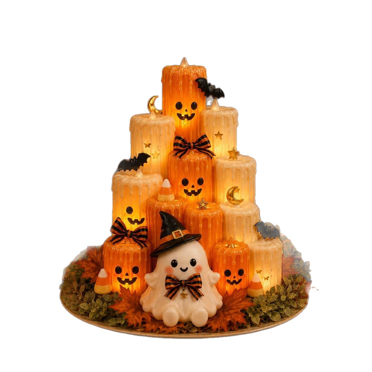 Hand-crafted intricate resin pumpkin ghost sculpting details Hand-crafted intricate resin pumpkin ghost sculpting details