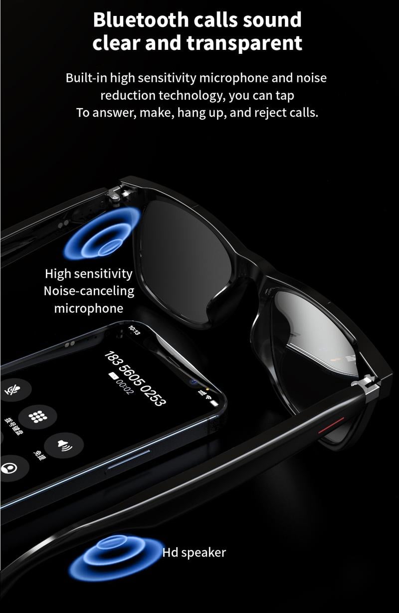 Product Introduction of E13 Smart Glasses UV Protection Anti-Blue Light , Bluetooth Compatible for Men & Women , Multifunctional Wireless Glass 43