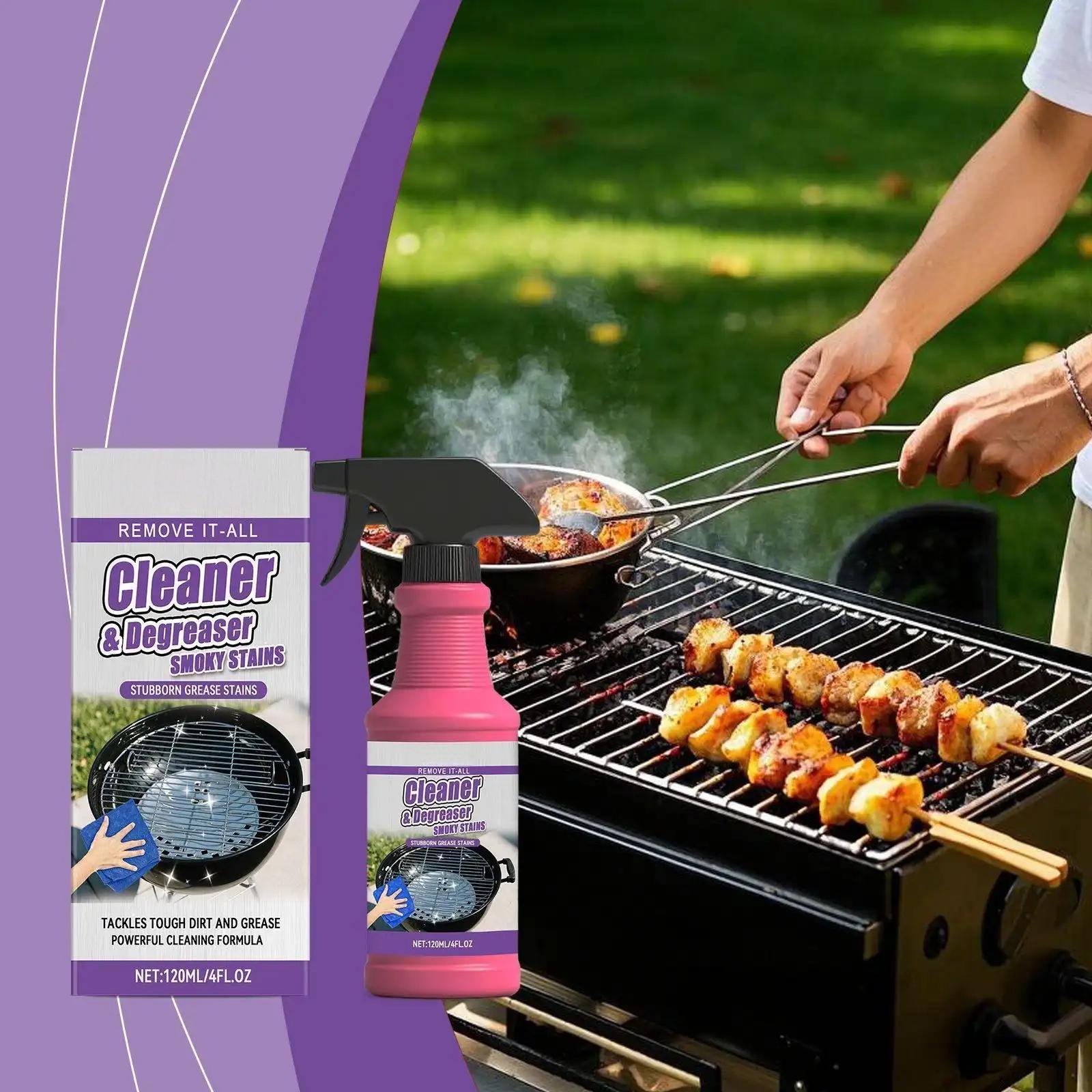 120ML BBQ Non-toxic, Heavy Duty, No Residue Grill Cleaner Degreaser Spray, All-Purpose Smoky Stain & Grease Remover, Fast-Acting Deep Cleaning Formula