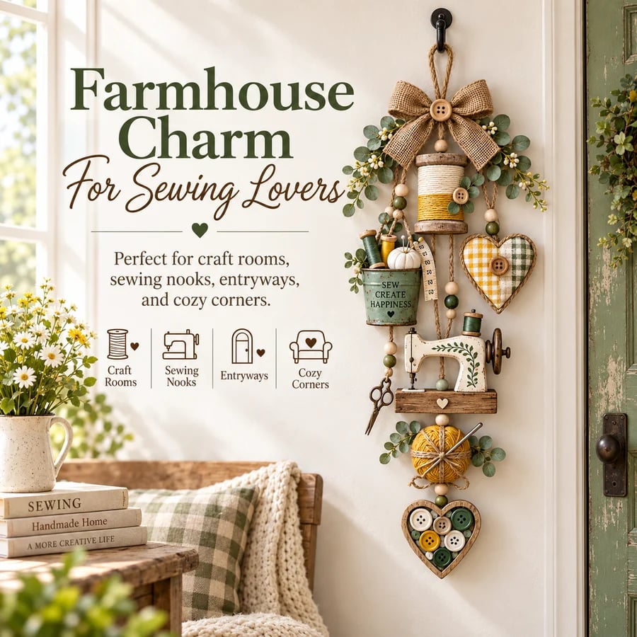 Farmhouse sewing decor gift for sewing lovers