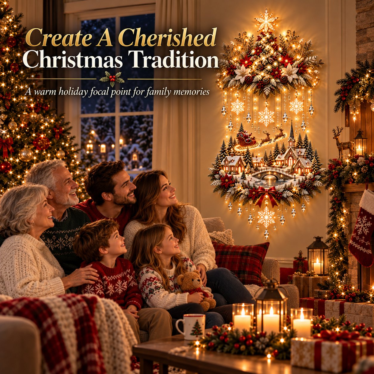 Christmas village wall decor family holiday display