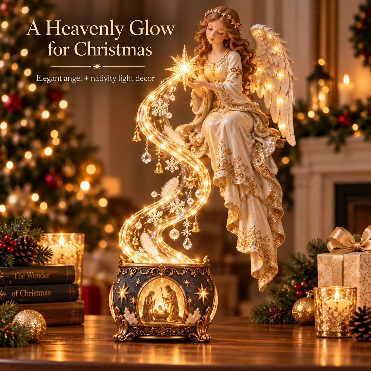 Heavenly Angel Nativity Starfall Light