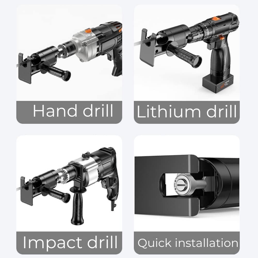 Drill jigsaw adapter shown with several common drill styles