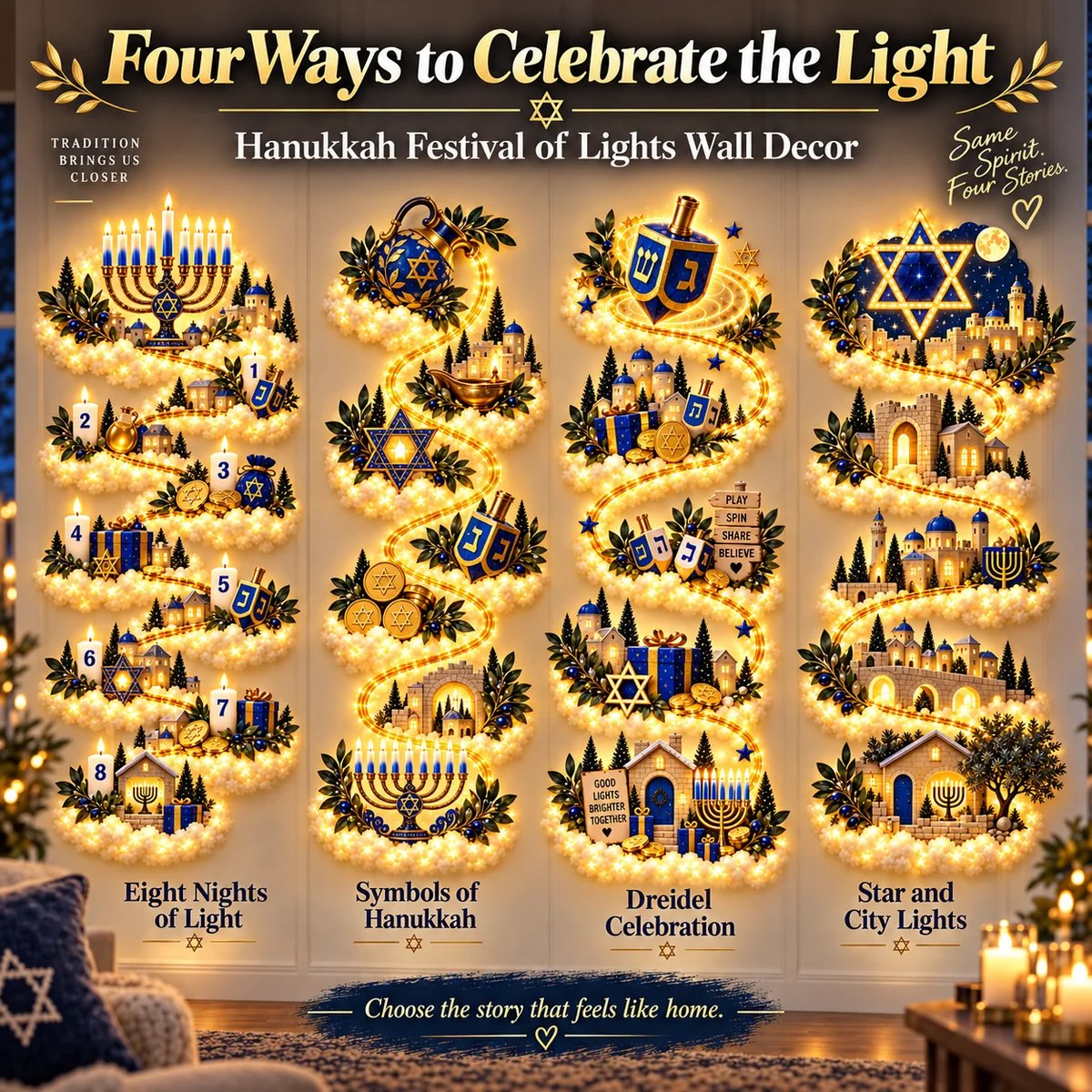 Eight nights Hanukkah display