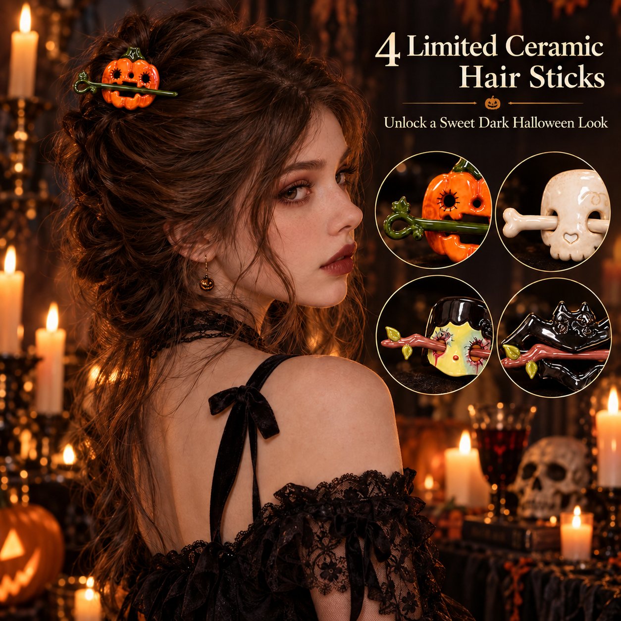 Ceramic pumpkin hair accessory
