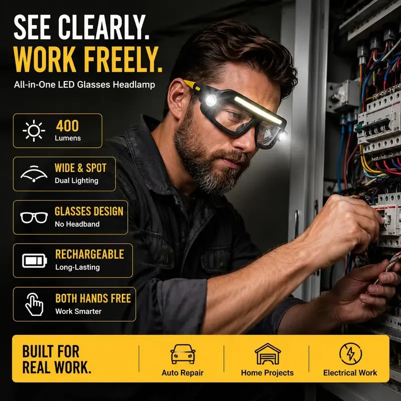 Hands-free glasses-style LED headlamp