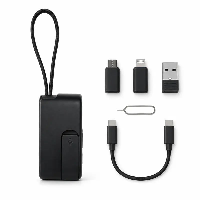 Pocket cable kit with USB-C cable and adapters