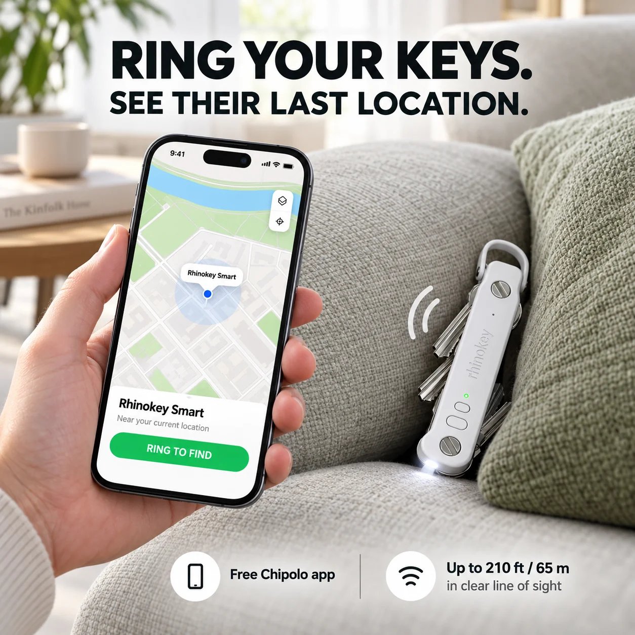 Phone app locating smart key organizer