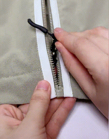Demonstration of installing the universal zipper repairer