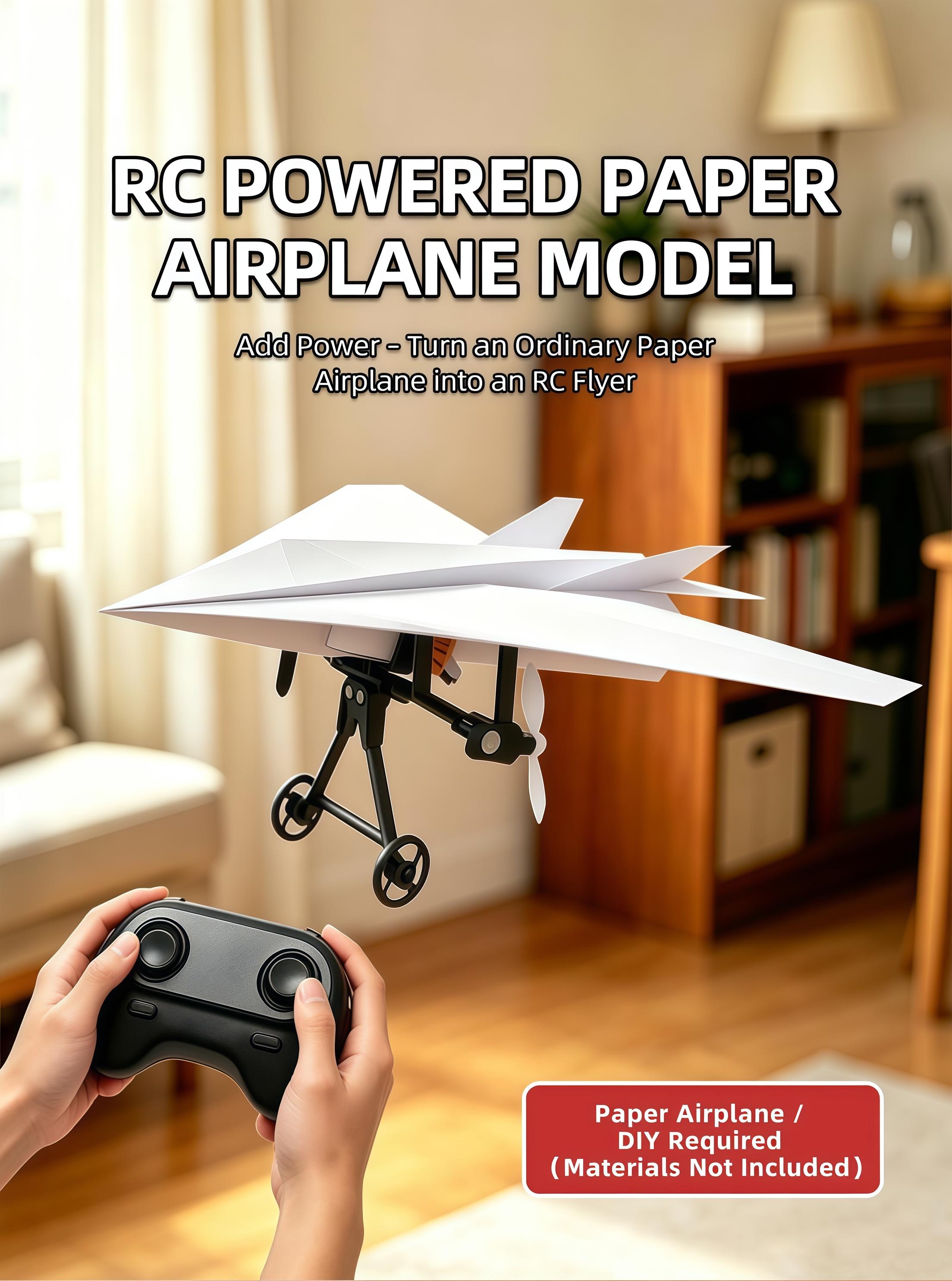 Hotfree Power-Up RC Paper Airplane Kit with Gyro Stabilizer – DIY Electric Remote Control Plane with Dual Propellers, Lightweight Foldable Flying STEM Toy for Kids & Adults, Perfect Birthday Gift