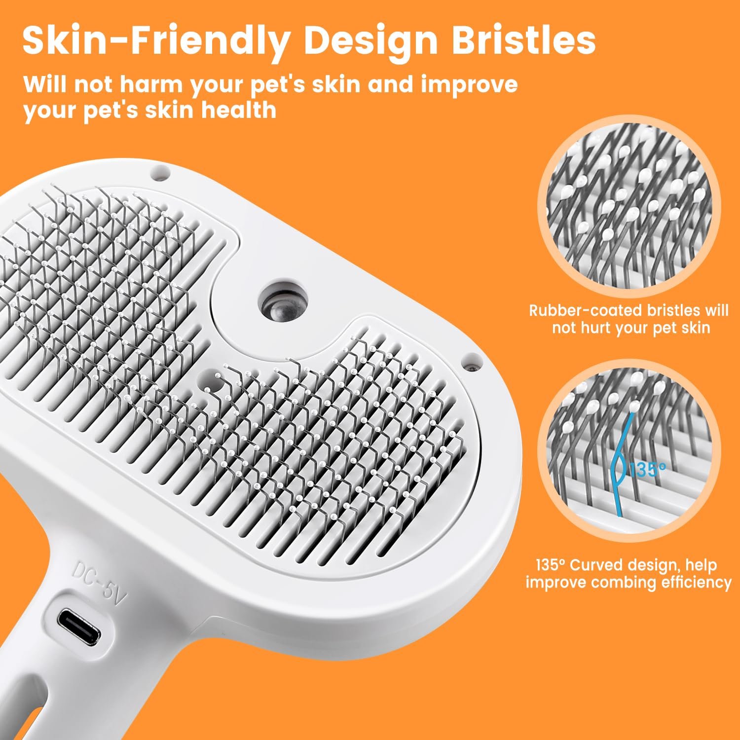 Gentle pet grooming brush