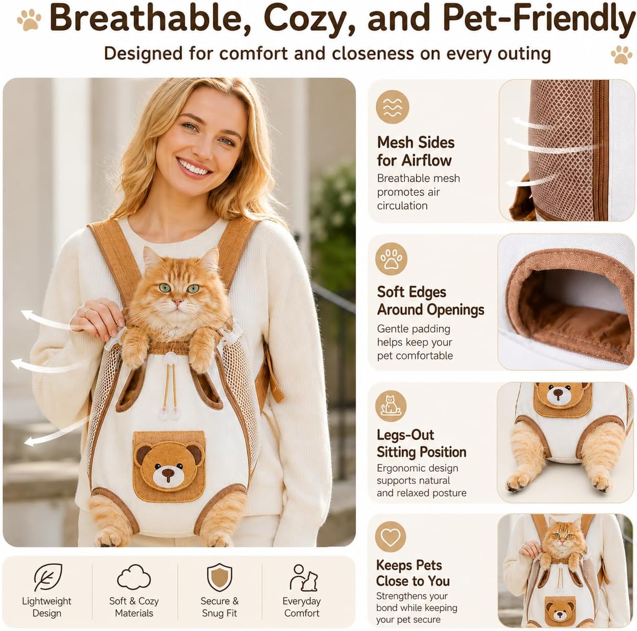 Why choose breathable front pet carrier backpack for cats and small dogs