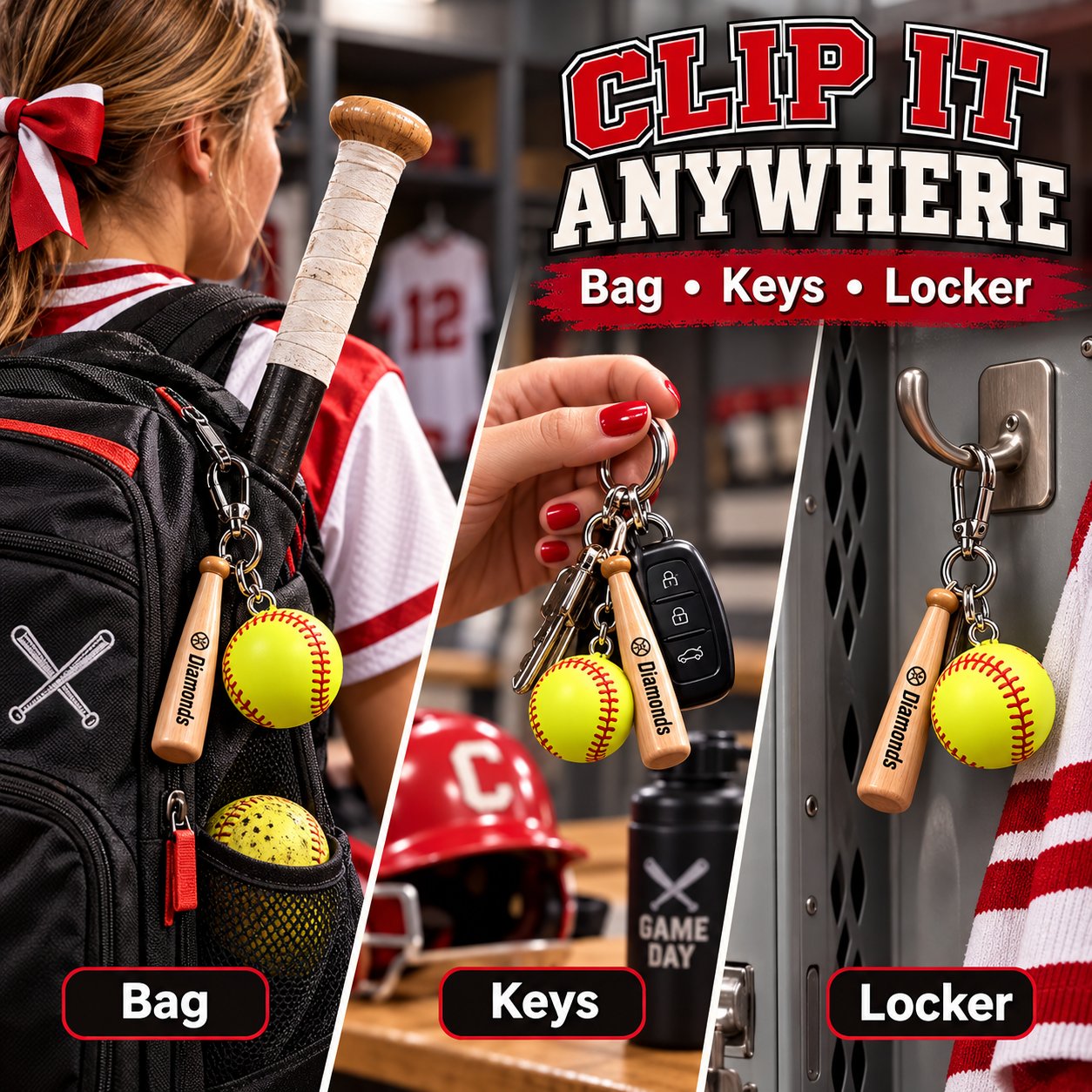 softball accessories for sports bags and lockers