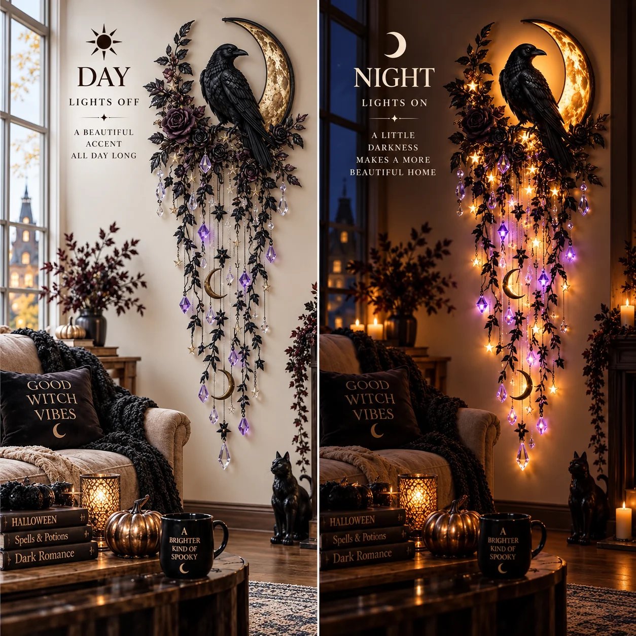 Raven Midnight Cascade Day and Night