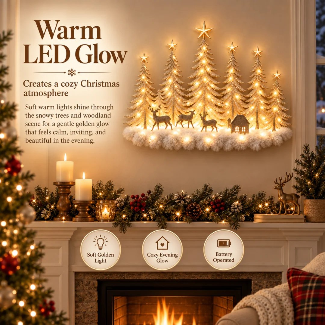 Warm LED Christmas Woodland Wall Light