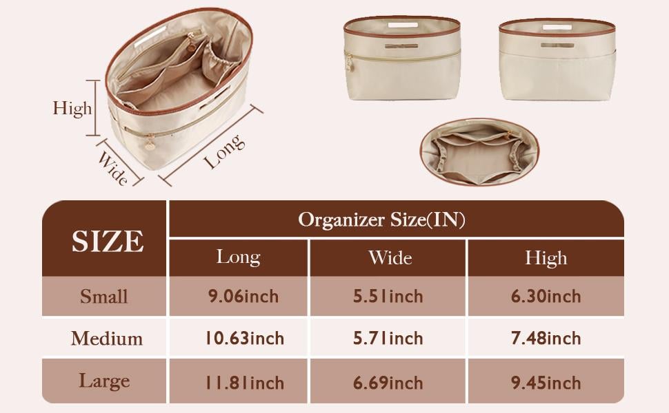 Tote bag organizer with handles, satin handbag organizer, compatible with Longchamp Le Pliage Tote Bag, LV Neverfull MM, Coach City 33, Speedy 30, G.oyard PM, and other styles. Handbag divider organizer, beige / Large, Medium, Small Tote bag organizer with handles, satin handbag organizer, compatible with Longchamp Le Pliage Tote Bag, LV Neverfull MM, Coach City 33, Speedy 30, G.oyard PM, and other styles. Handbag divider organizer, beige / Large, Medium, Small