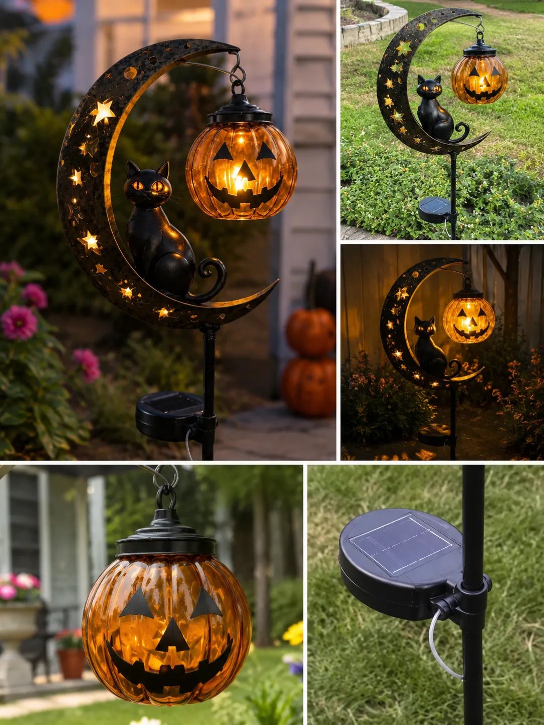 Halloween Garden Stake Glowing At Night