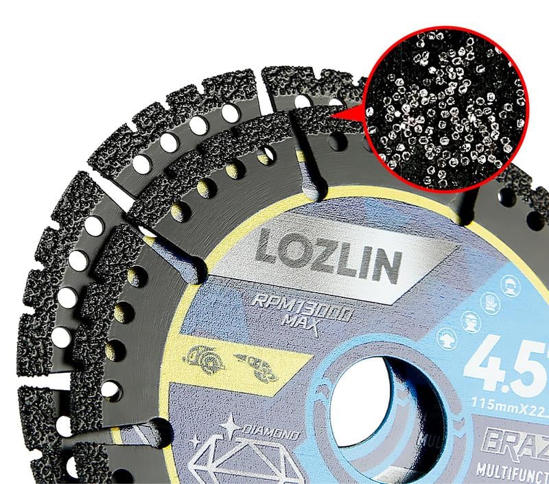 LOZLIN 4.5" 1PCS/3PCS Multi-Material Cutting Blades - Dry Cut Metal, Tile, Stone & Plastic - Angle Grinder Saw Blades for Alloy, Cast Iron & Marble (115mm) Tool Accessories