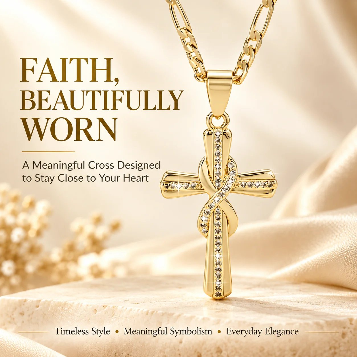 ✝️ 14K Gold-Plated Cross Pendant Necklace – CZ Faith Jewelry