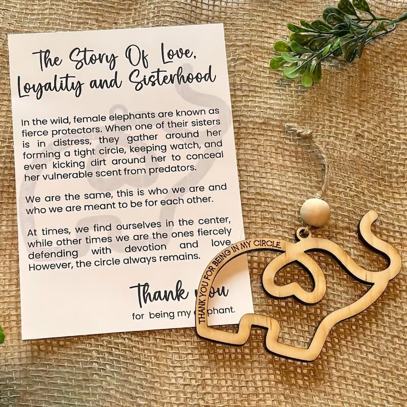 Sisterhood elephant gift with poem card