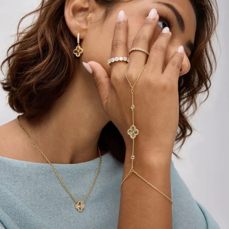Four Leaf Clover Gold Hand Chain Bracelet