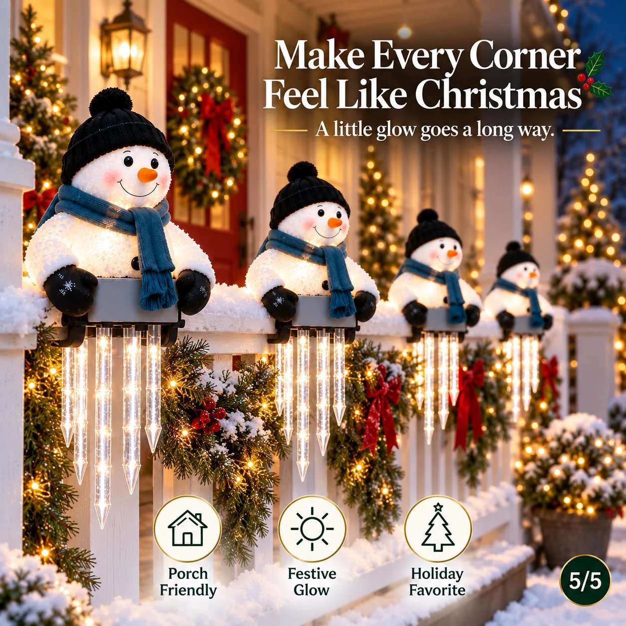 Snowman Christmas decoration during day and night Snowman Christmas decoration during day and night