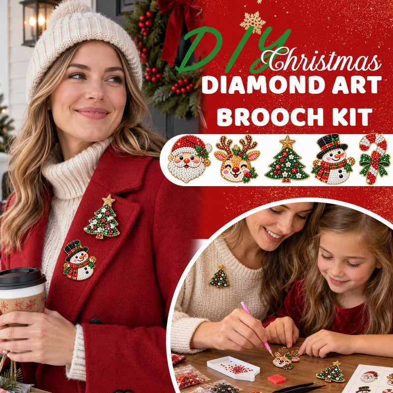 DIY diamond painting Christmas brooch preview