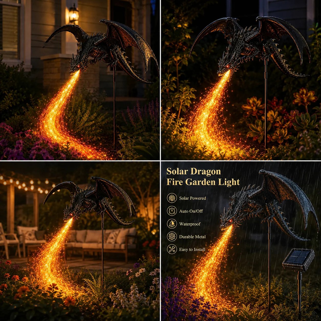 Solar Dragon Fire Garden Light