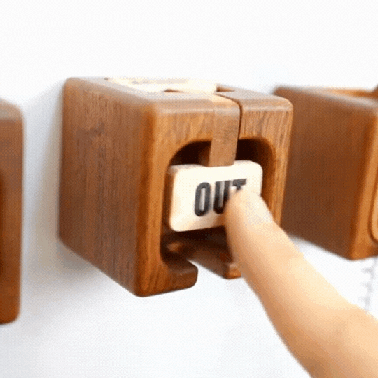 wooden key holder in use