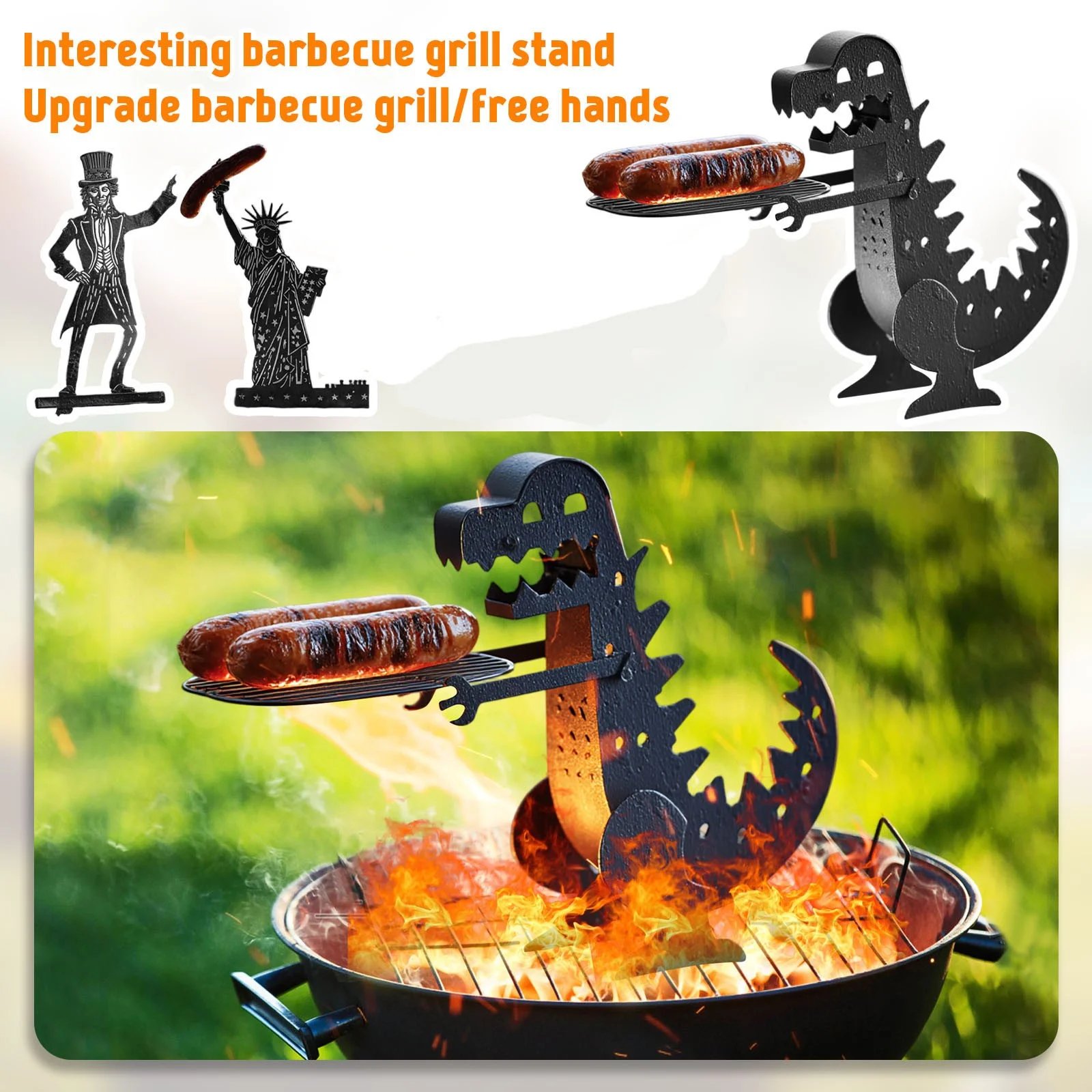 Funny Monster BBQ Accessories - Hotdog Roaster Stainless Steel BBQ Stand Grilling Accessories for Outdoor Grill, Sausage Barbeque Meat BBQ Accessories Outdoor BBQ Camping Multifunctional Tool