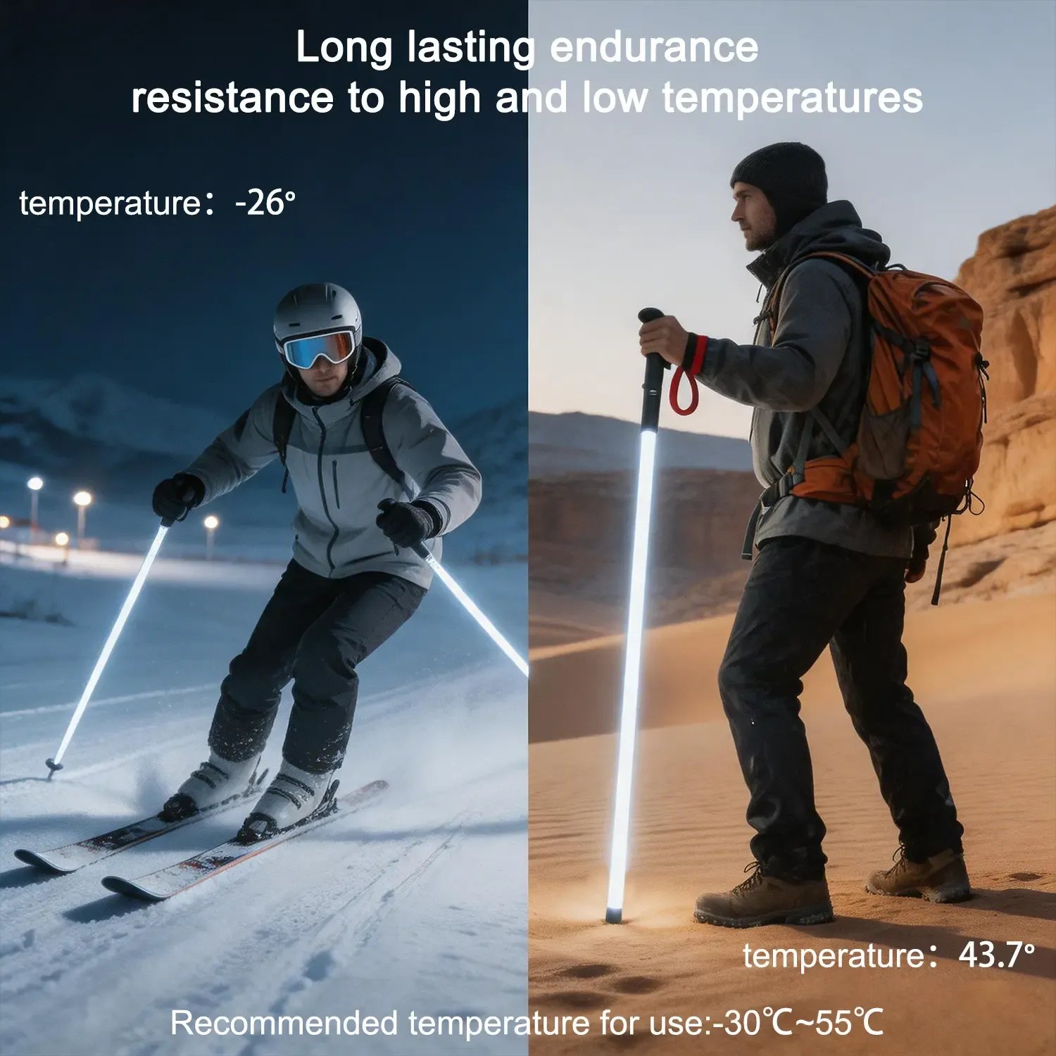 Extreme temperature outdoor trekking pole