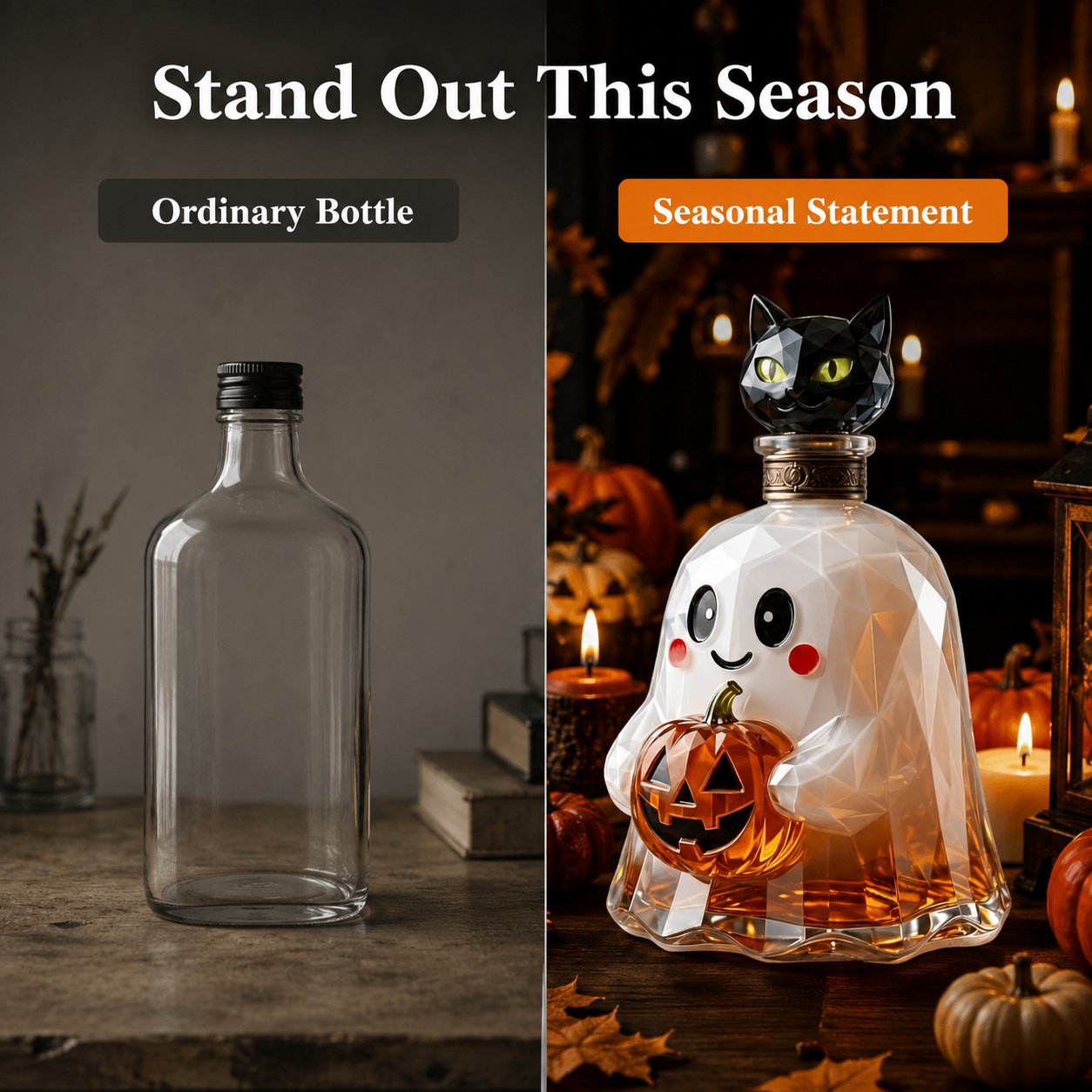 Ghost pumpkin decanter where it shines Halloween party home bar fall decor