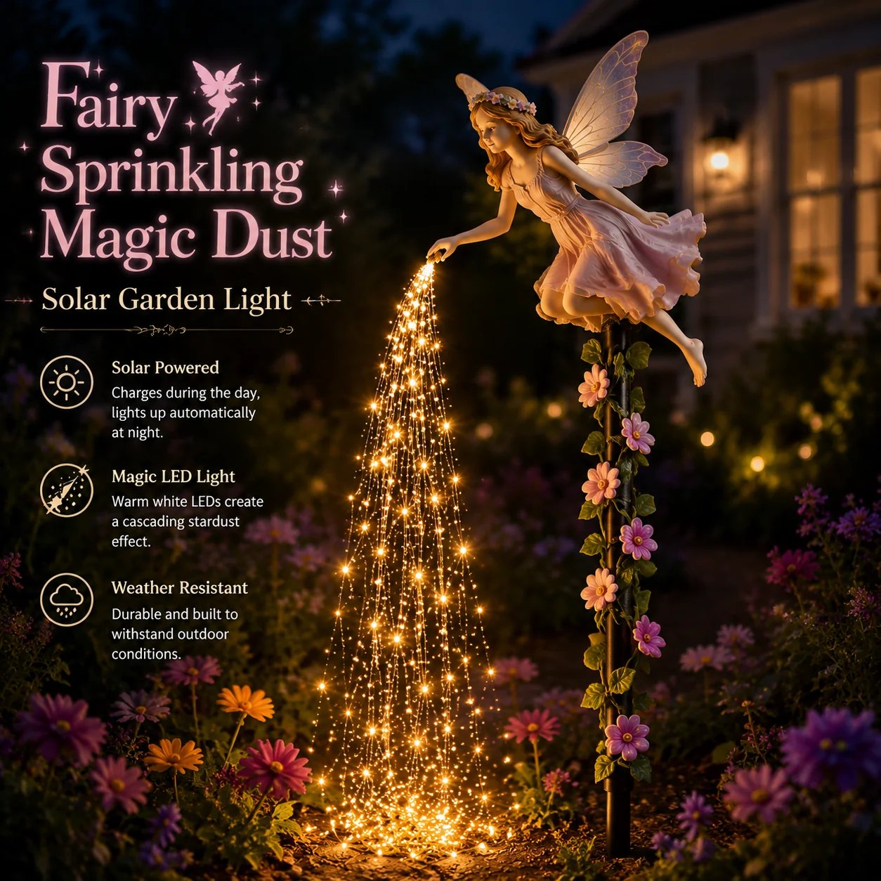 Fairy sprinkling magic dust solar garden light