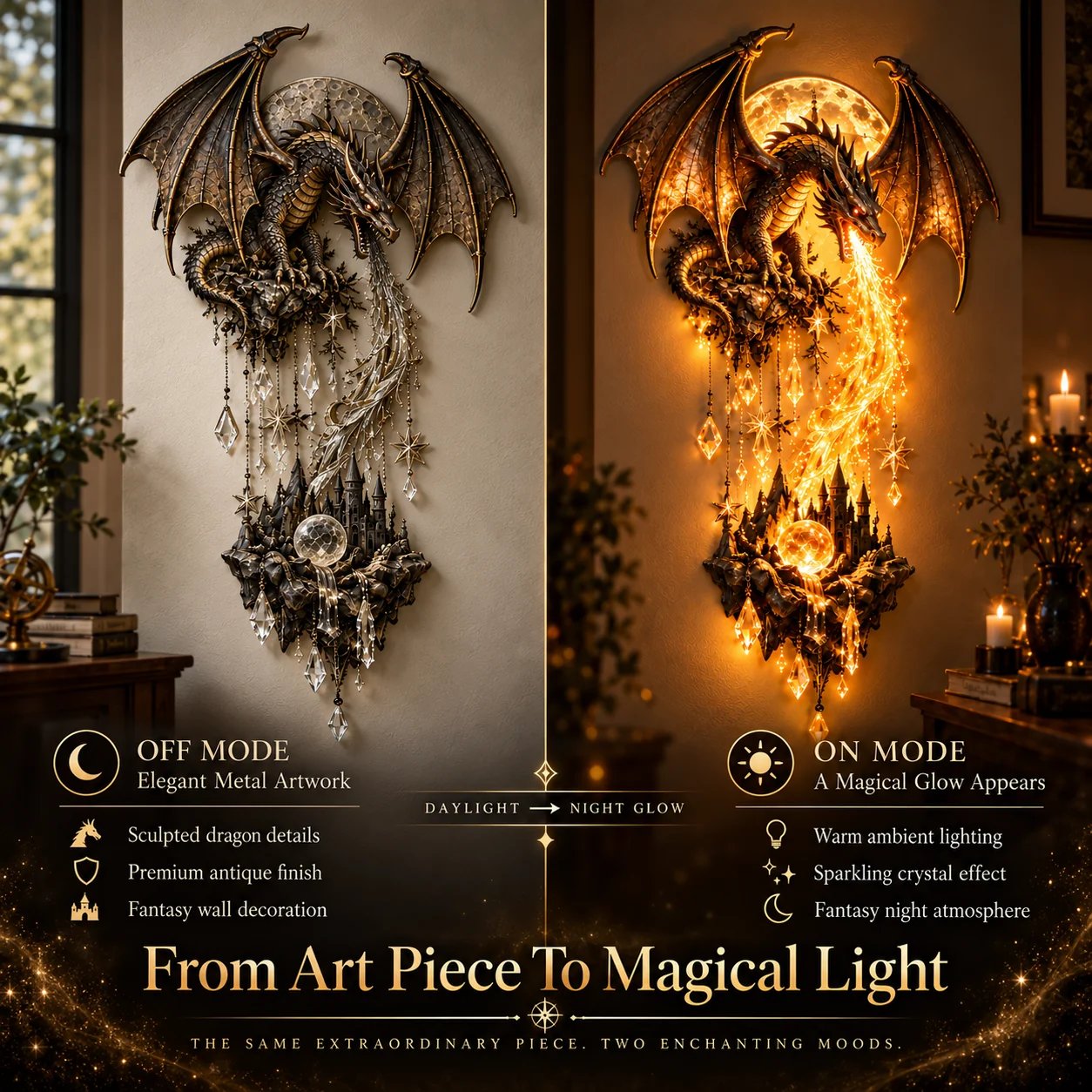 Dragonfire lamp day and night