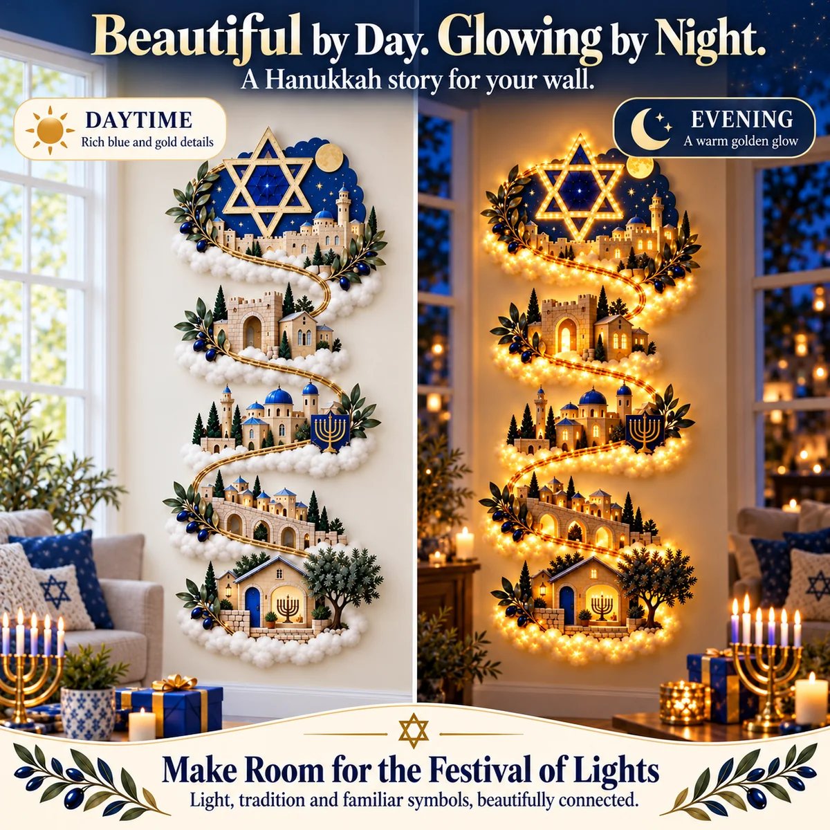 Hanukkah wall decor details