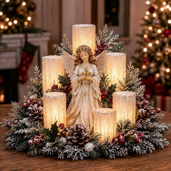 Angel Christmas Lighted Centerpiece