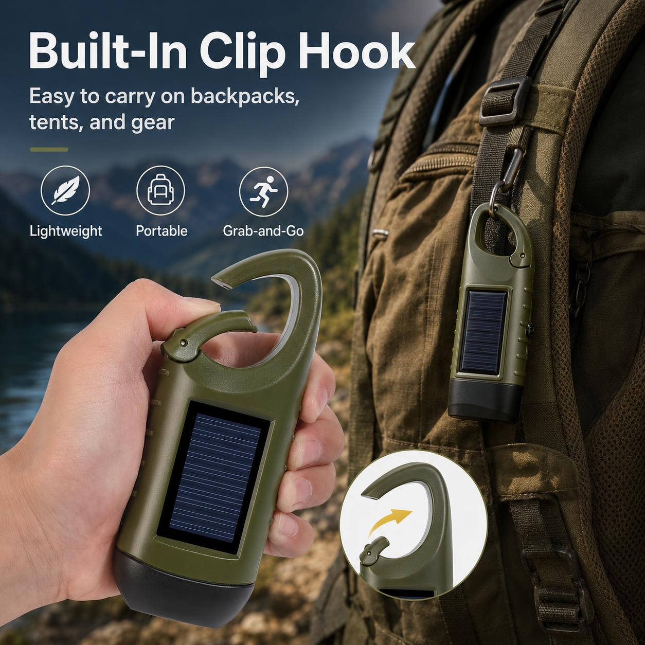 solar hand crank flashlight outdoor use