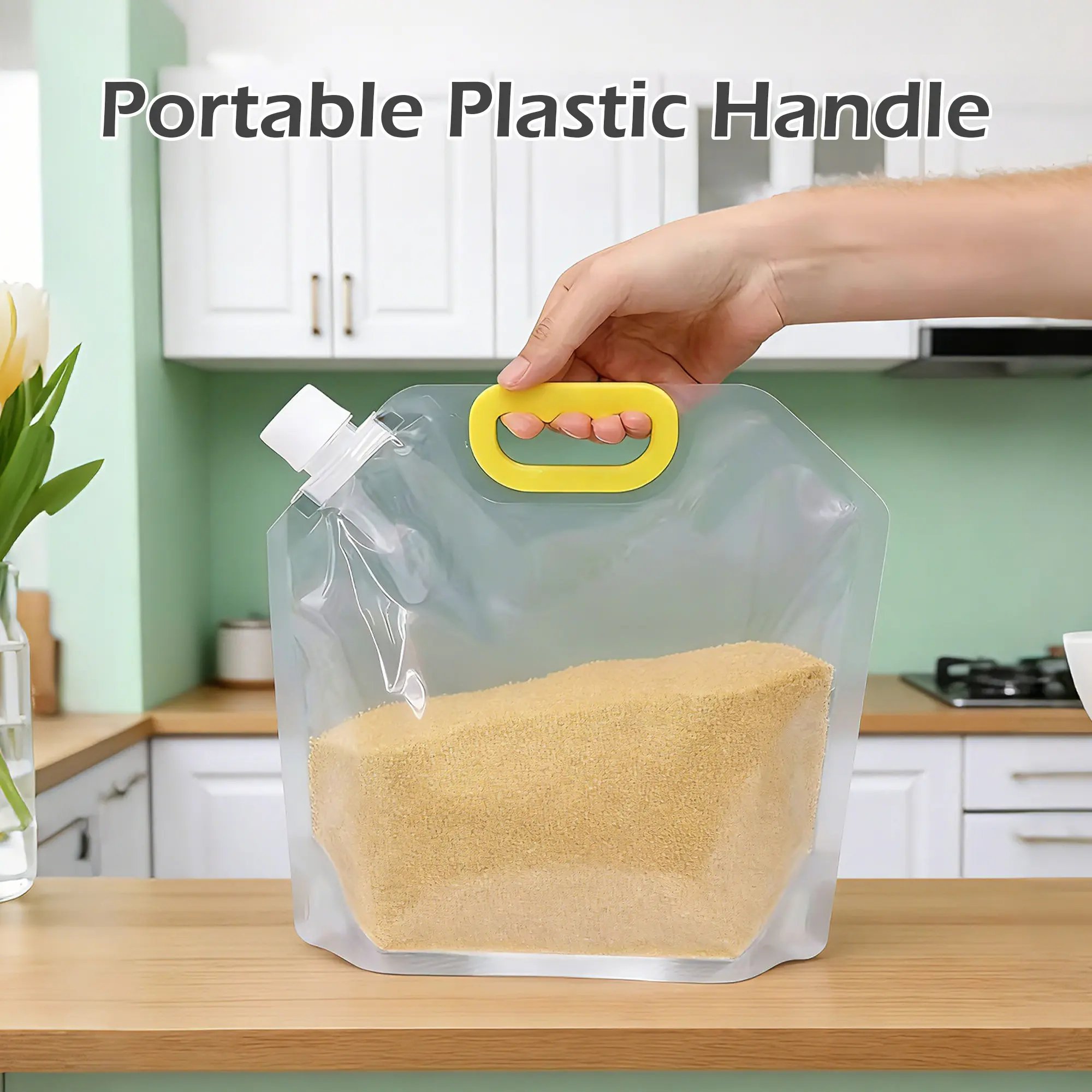 Portable plastic handle food sealed bag