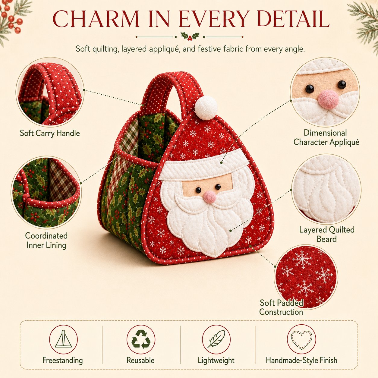 Layered Christmas applique details