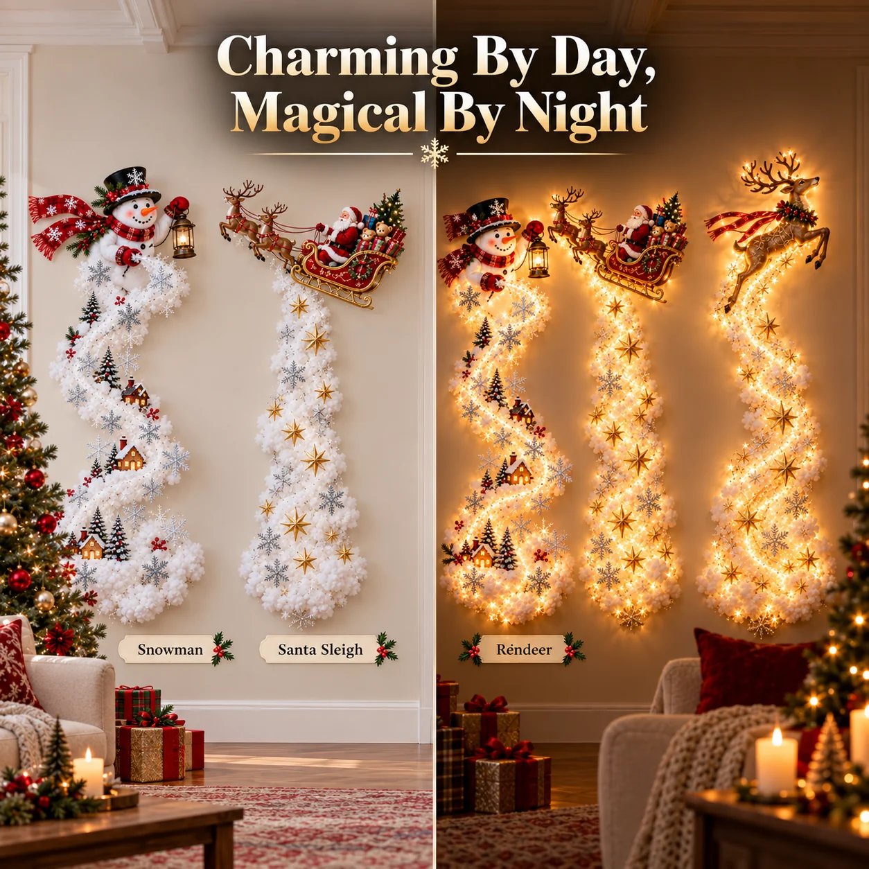 Reindeer Christmas wall light details