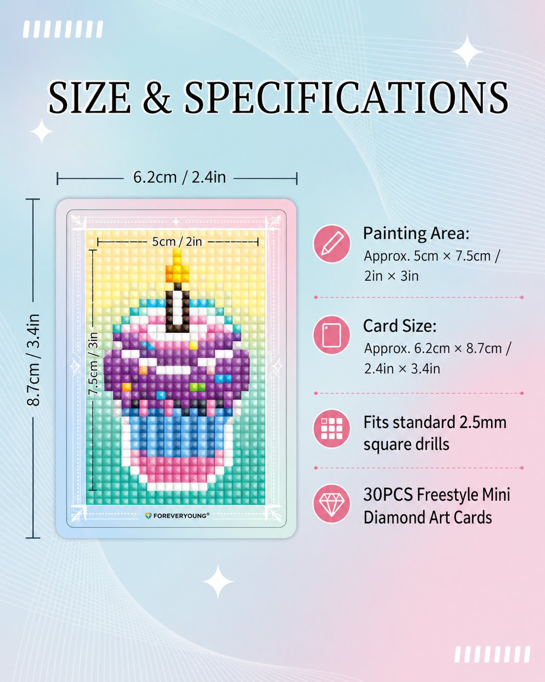 Clear grid mini diamond art cards for easy diamond drill placement